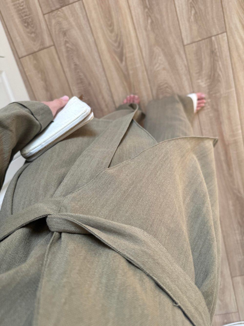 Viyana Tasarım Bağlamalı Keten Haki Kimono Takım - Görsel 2