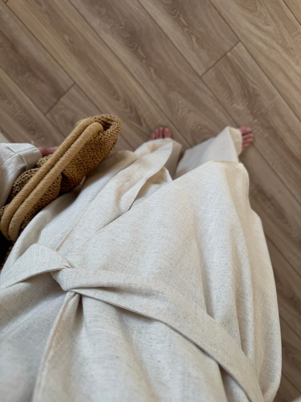 Viyana Tasarım Bağlamalı Keten Taş Kimono Takım - Görsel 4