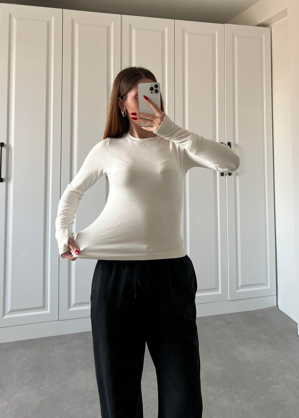 Oysh Parmak Geçirmeli Beyaz Body - Görsel 4