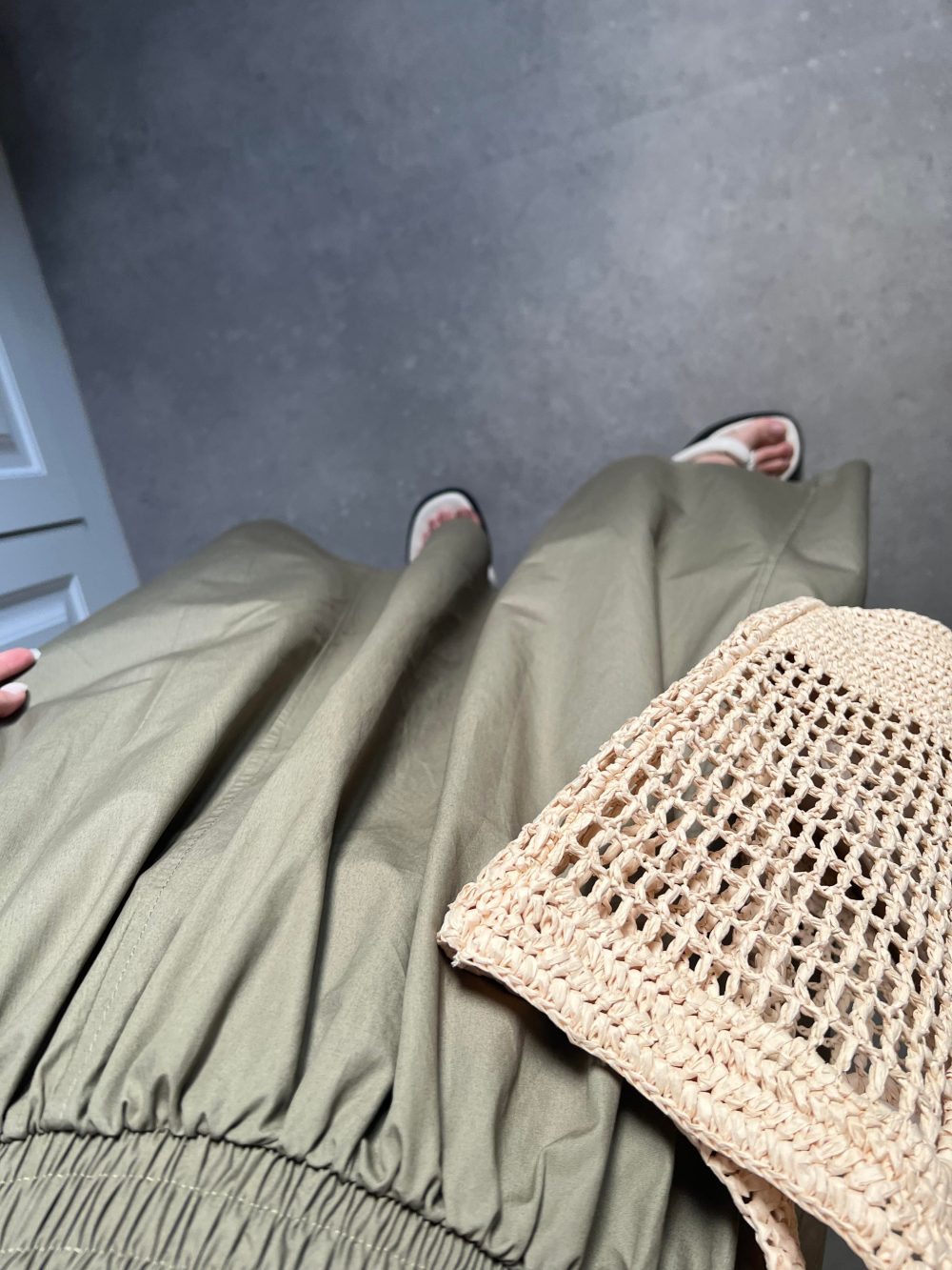 Poplin Kumaş Premium Haki Etek - Görsel 3