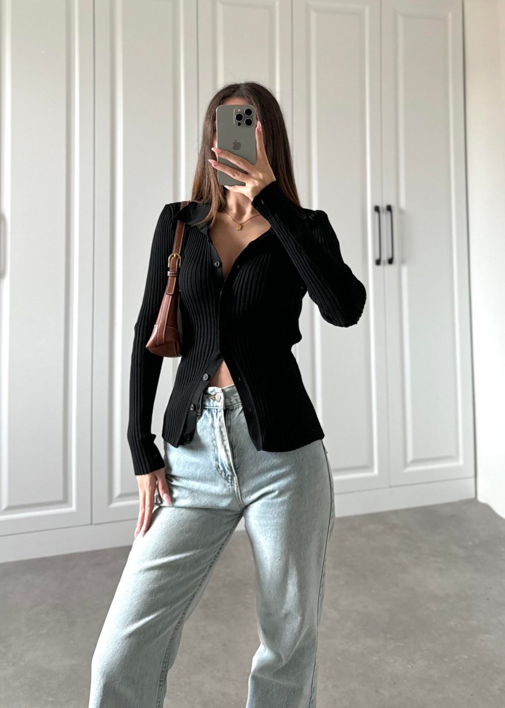 Düğmeli Fitilli Siyah Body - Görsel 6