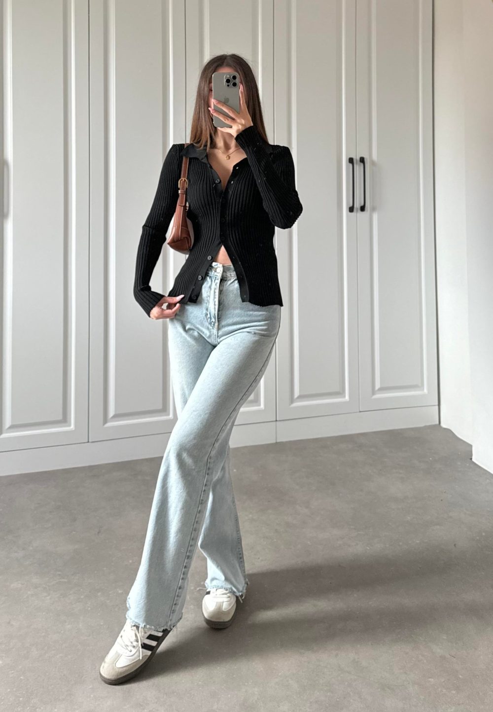 Düğmeli Fitilli Siyah Body