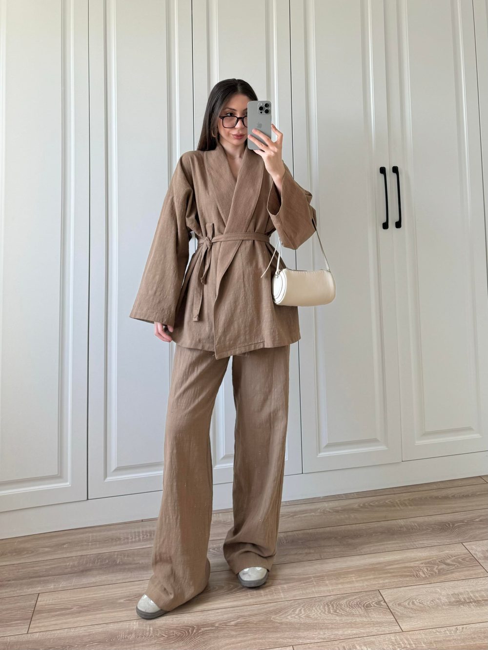Vool Ham Keten Vizon Kimono Takım - Görsel 2