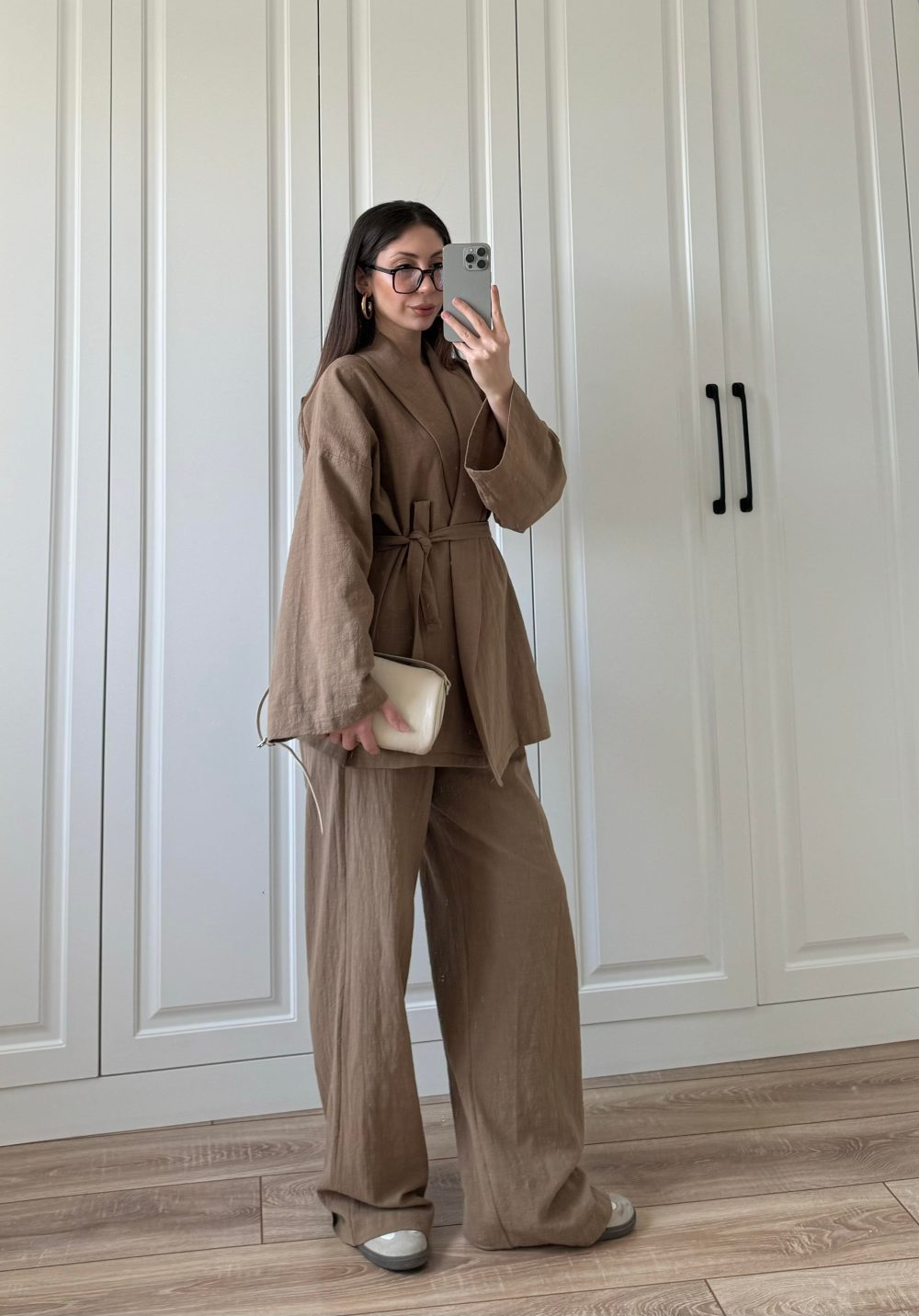 Vool Ham Keten Vizon Kimono Takım - Görsel 4