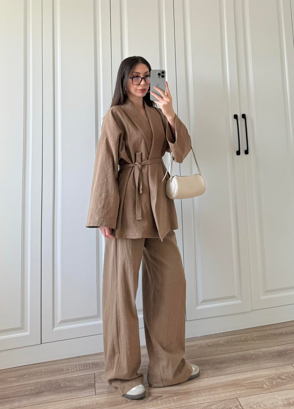 Vool Ham Keten Vizon Kimono Takım - Görsel 5