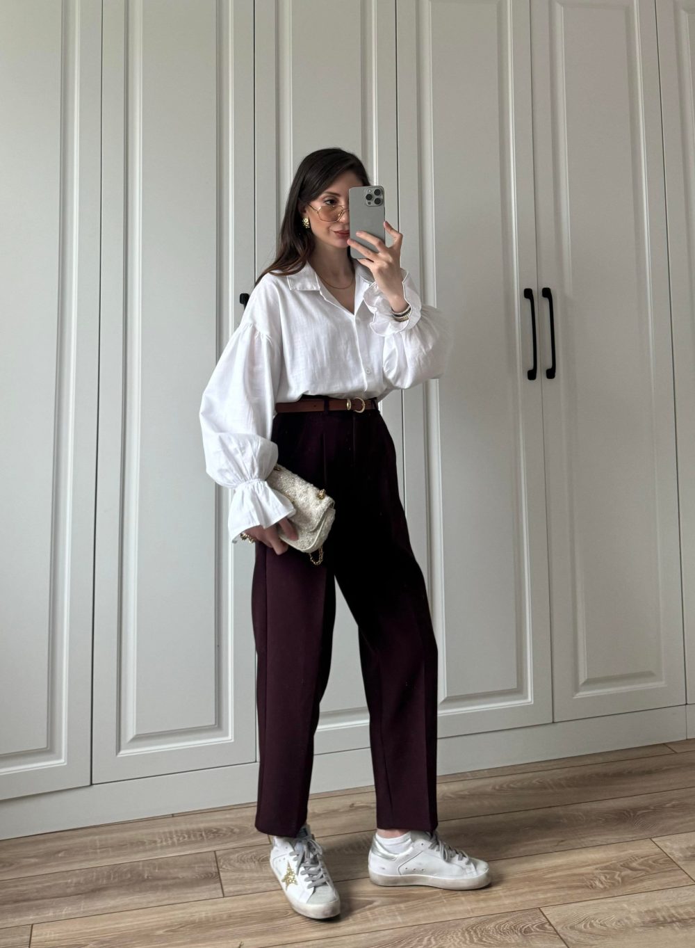 Kemerli Mürdüm Havuç Kumaş Pantolon - Görsel 5