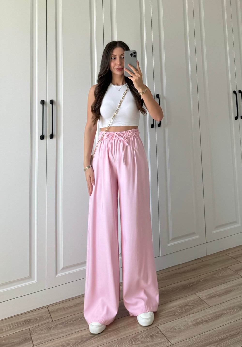 Dania Premium Pembe Tensel Palazzo Pantolon