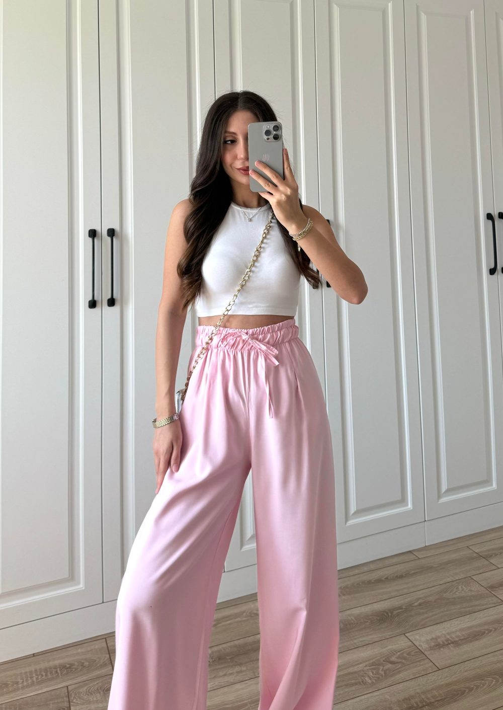 Dania Premium Pembe Tensel Palazzo Pantolon - Görsel 2