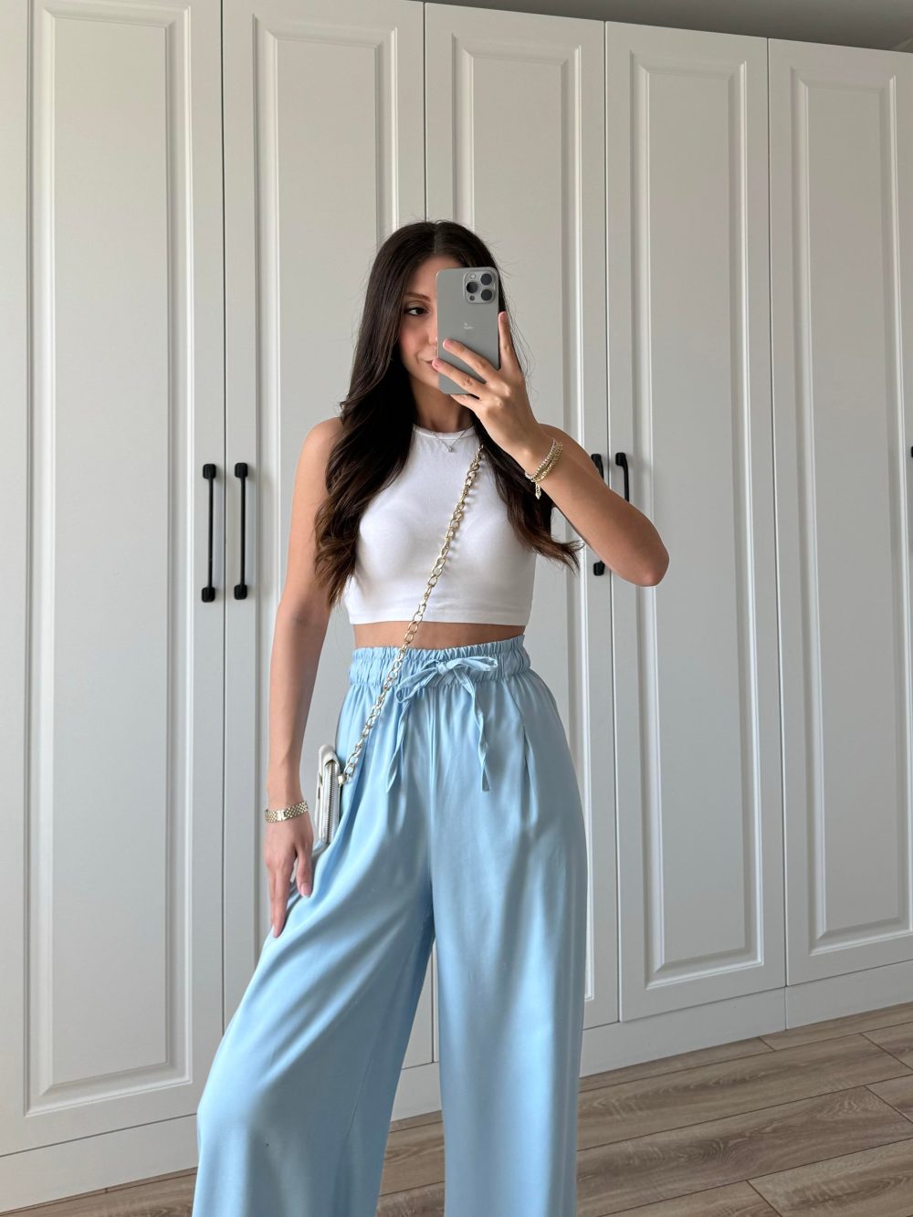 Dania Premium Bebe Mavi Tensel Palazzo Pantolon - Görsel 3