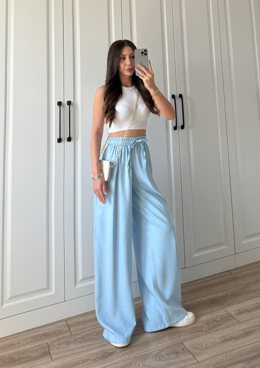 Dania Premium Bebe Mavi Tensel Palazzo Pantolon - Görsel 5
