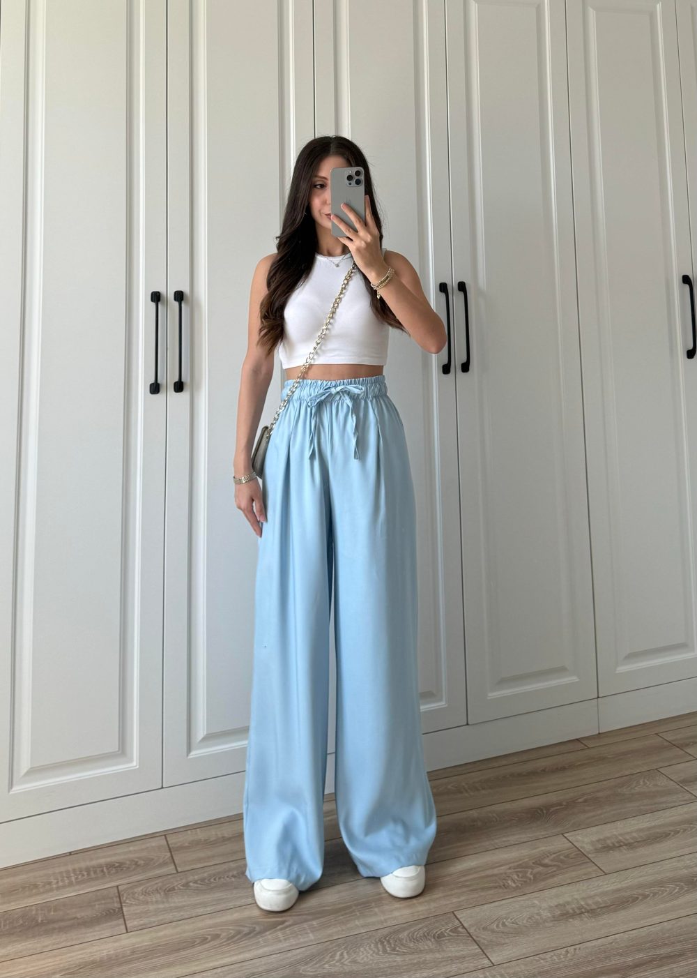 Dania Premium Bebe Mavi Tensel Palazzo Pantolon