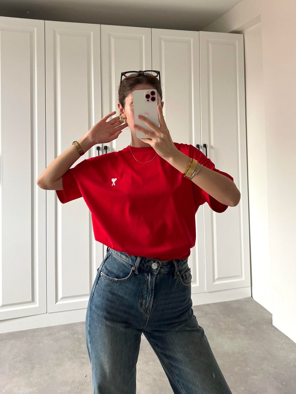 Kalp Detaylı Orj Marka Kırmızı T-shirt - Görsel 5