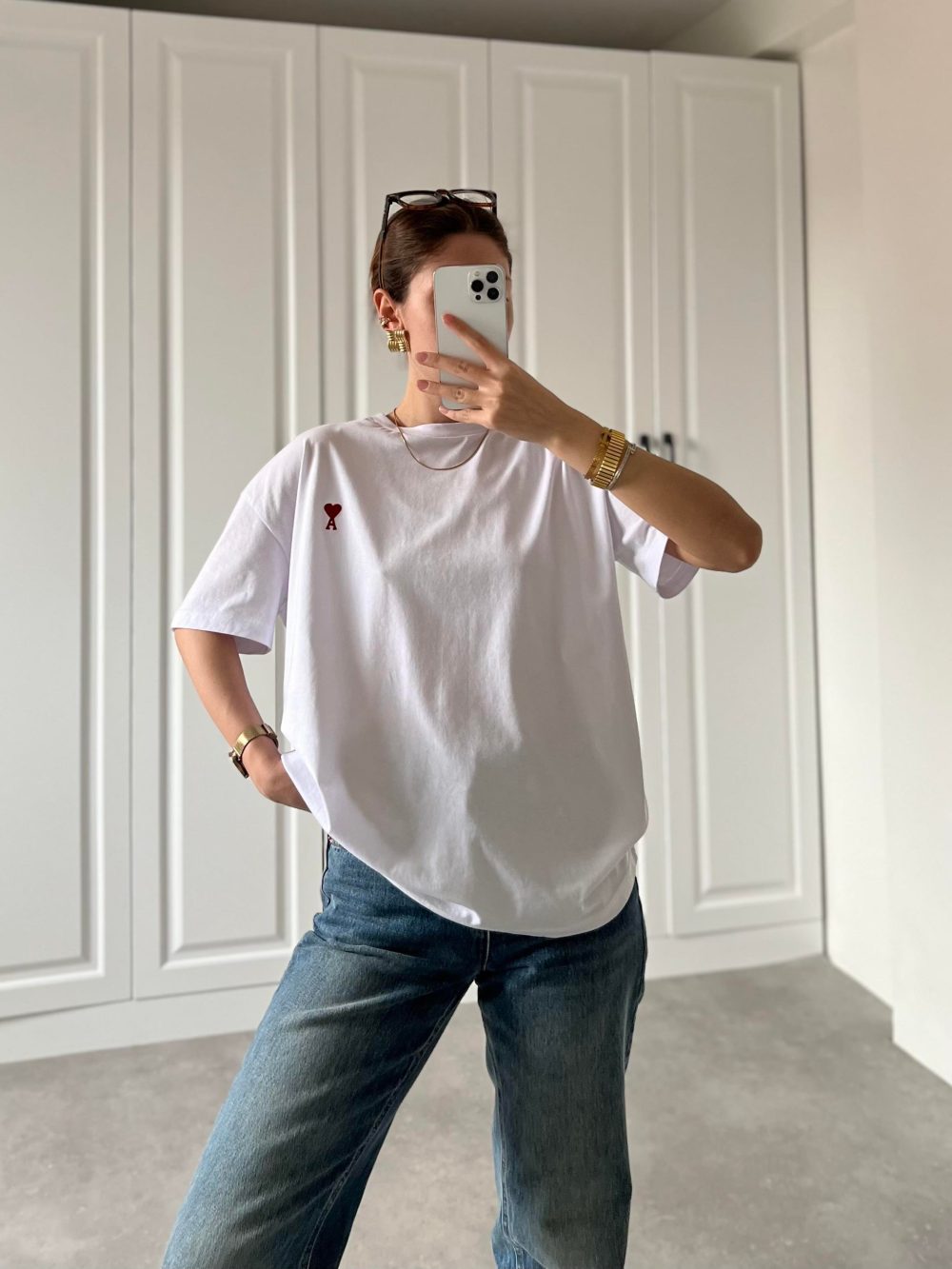 Kalp Detaylı Orj Marka Beyaz T-shirt - Görsel 2